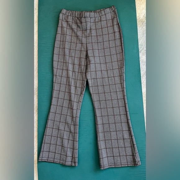 Wild Fable Crop Flare Pant Gray Size Small NWOT Window Pane Plaid Herringbone - Picture 1 of 9